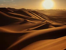 夕阳西下荒凉沙漠自然风光摄影图片