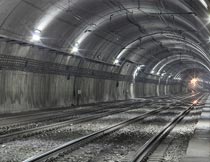 延伸的地铁隧道局部特写摄影图片