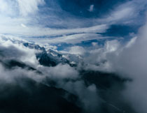 藍天白云雪山自然風光高清圖片