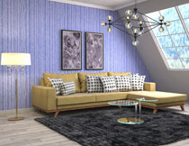 阁楼房间沙发与装饰画高清图片